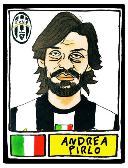 Juventus - No Score Draws Juve Edition - A3 print of 36 hand-drawn Panini-style Juventus FC football legends - Cheapskate football art