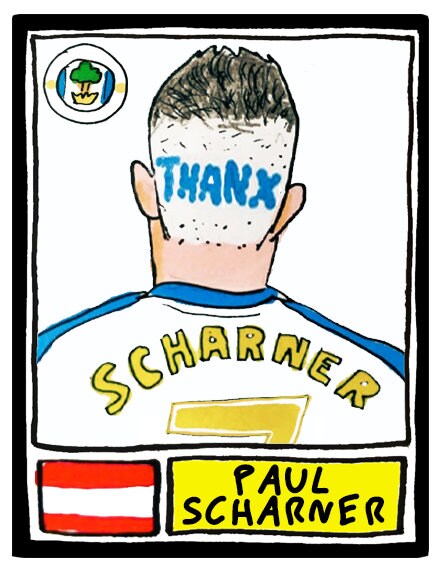 Wigan Athletic - No Score Draws Latics Edition - A3 print of 36 hand-drawn Panini-style WAFC footy sticker legends - Cheapskate football art