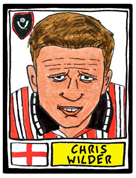 Sheffield United - No Score Draws Blades Edition - A3 print of 36 hand-drawn Panini-style football sticker legends - Cheapskate football art