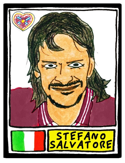 Hearts - No Score Draws Jambos Edition - A3 print of 36 hand-drawn Panini-style football sticker legends - Cheapskate football art