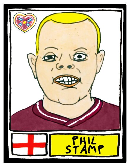 Hearts - No Score Draws Jambos Edition - A3 print of 36 hand-drawn Panini-style football sticker legends - Cheapskate football art