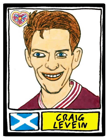 Hearts - No Score Draws Jambos Edition - A3 print of 36 hand-drawn Panini-style football sticker legends - Cheapskate football art