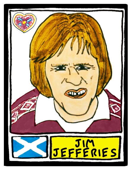 Hearts - No Score Draws Jambos Edition - A3 print of 36 hand-drawn Panini-style football sticker legends - Cheapskate football art