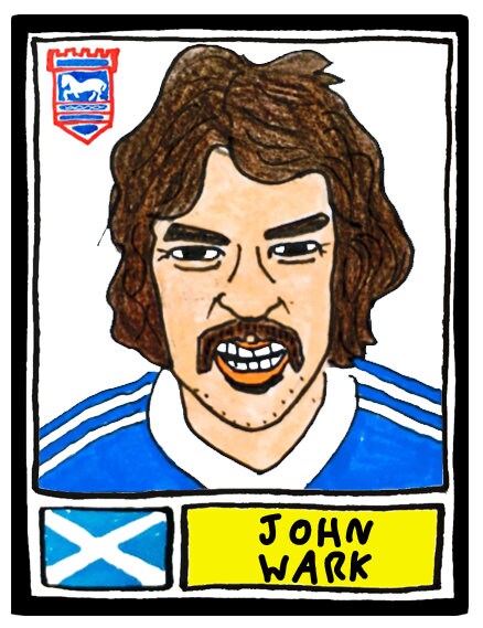 Ipswich Town - No Score Draws Tractor Boys Edition - A3 print of 36 hand-drawn Panini-style footy sticker legends - Cheapskate football art