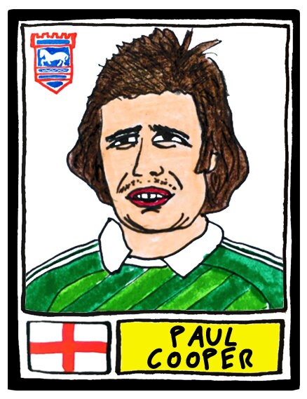 Ipswich Town - No Score Draws Tractor Boys Edition - A3 print of 36 hand-drawn Panini-style footy sticker legends - Cheapskate football art