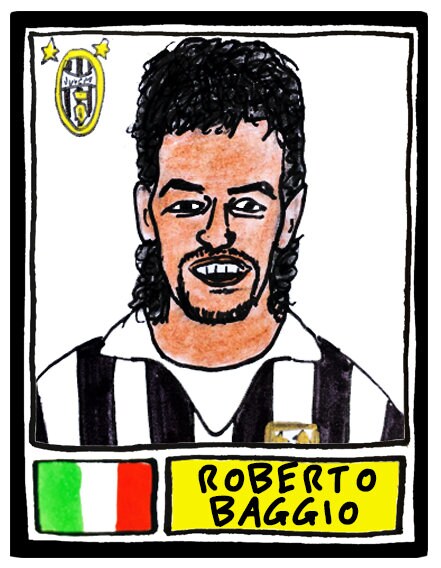 Football Italia - No Score Draws Serie A Edition - A3 print of 36 hand-drawn Panini-style Serie A sticker legends - Cheapskate football art