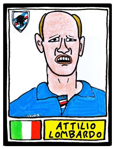 Football Italia - No Score Draws Serie A Edition - A3 print of 36 hand-drawn Panini-style Serie A sticker legends - Cheapskate football art