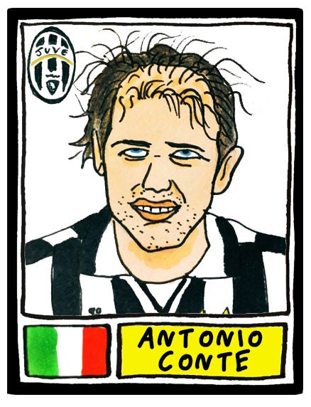 Juventus - No Score Draws Juve Edition - A3 print of 36 hand-drawn Panini-style Juventus FC football legends - Cheapskate football art