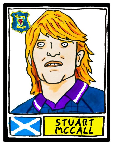 Scotland - No Score Draws Fitba Edition - A3 print of 36 hand-drawn Panini-style Scotland football icons - Cheapskate football art