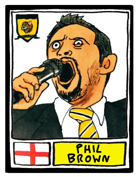 Hull City - No Score Draws Tigers Edition - A3 print of 36 hand-drawn Panini-style HCAFC footy sticker legends - Cheapskate football art