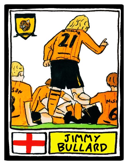 Hull City - No Score Draws Tigers Edition - A3 print of 36 hand-drawn Panini-style HCAFC footy sticker legends - Cheapskate football art