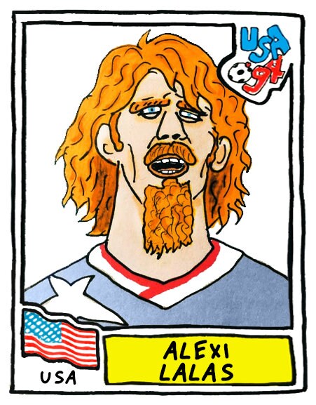 USA '94 - No Score Draws World Cup USA '94 Edition -A3 print of 36 hand-drawn Panini-style football sticker legends- Cheapskate football art