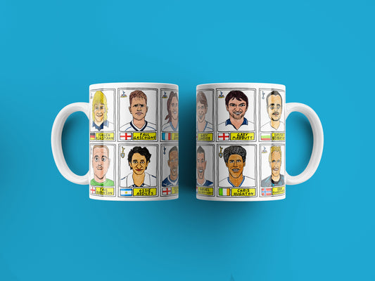 Spurs Volume 1 No Score Draws Mug Set - Set of TWO 11oz Ceramic Mugs with Wonky Panini sticker-style No Score Draws Doodles of THFC icons