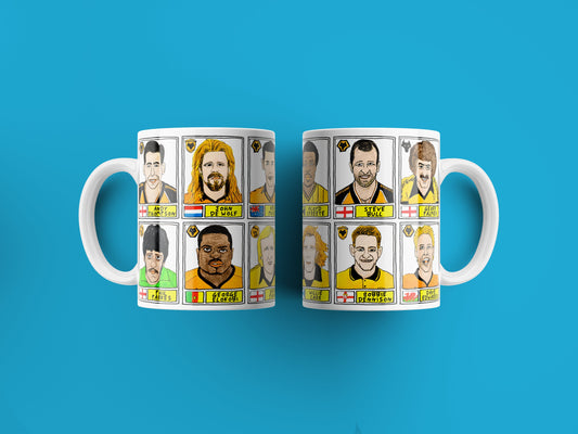 Wolves No Score Draws Mug Set - Set of TWO 11oz Ceramic Mugs with Wonky Panini sticker-style WWFC No Score Draws Doodles