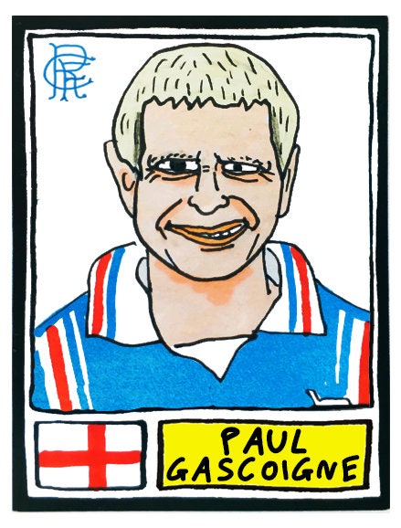 Rangers Volume 1 - No Score Draws Gers Edition - A3 print of 36 hand-drawn Panini-style Rangers football sticker legends - Wonky fitba art