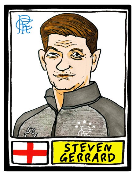 Rangers Volume 2 - No Score Draws Fifty-Five Edition - A3 print of 24 Rangers 20-21 SPL Champions Panini-style doodles - Wonky fitba art