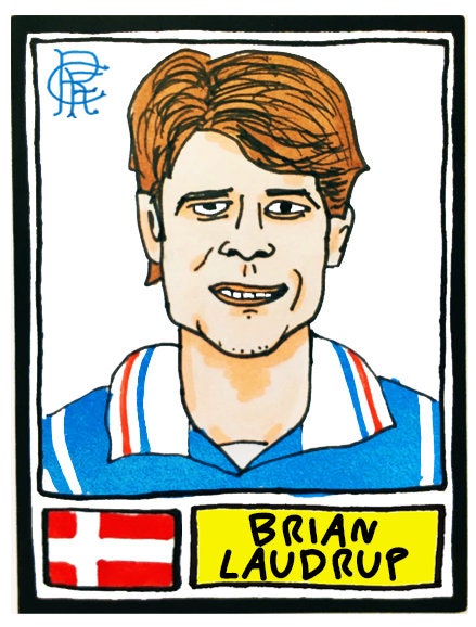 Rangers Volume 1 - No Score Draws Gers Edition - A3 print of 36 hand-drawn Panini-style Rangers football sticker legends - Wonky fitba art