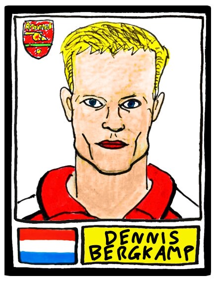 Arsenal Volume 1 - No Score Draws Gunners Edition - A3 print of 36 hand-drawn Panini-style football sticker icons -Cheapskate football art