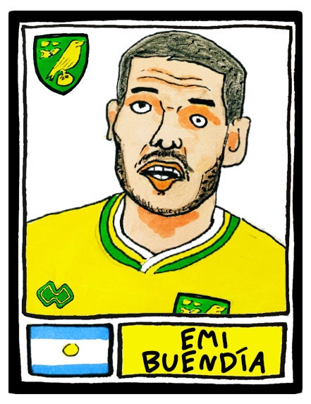 Norwich City Vol 2 - No Score Draws Farke Edition - A3 print of 30 hand-drawn Panini-style doodles of NCFCs 20-21 Championship-topping side