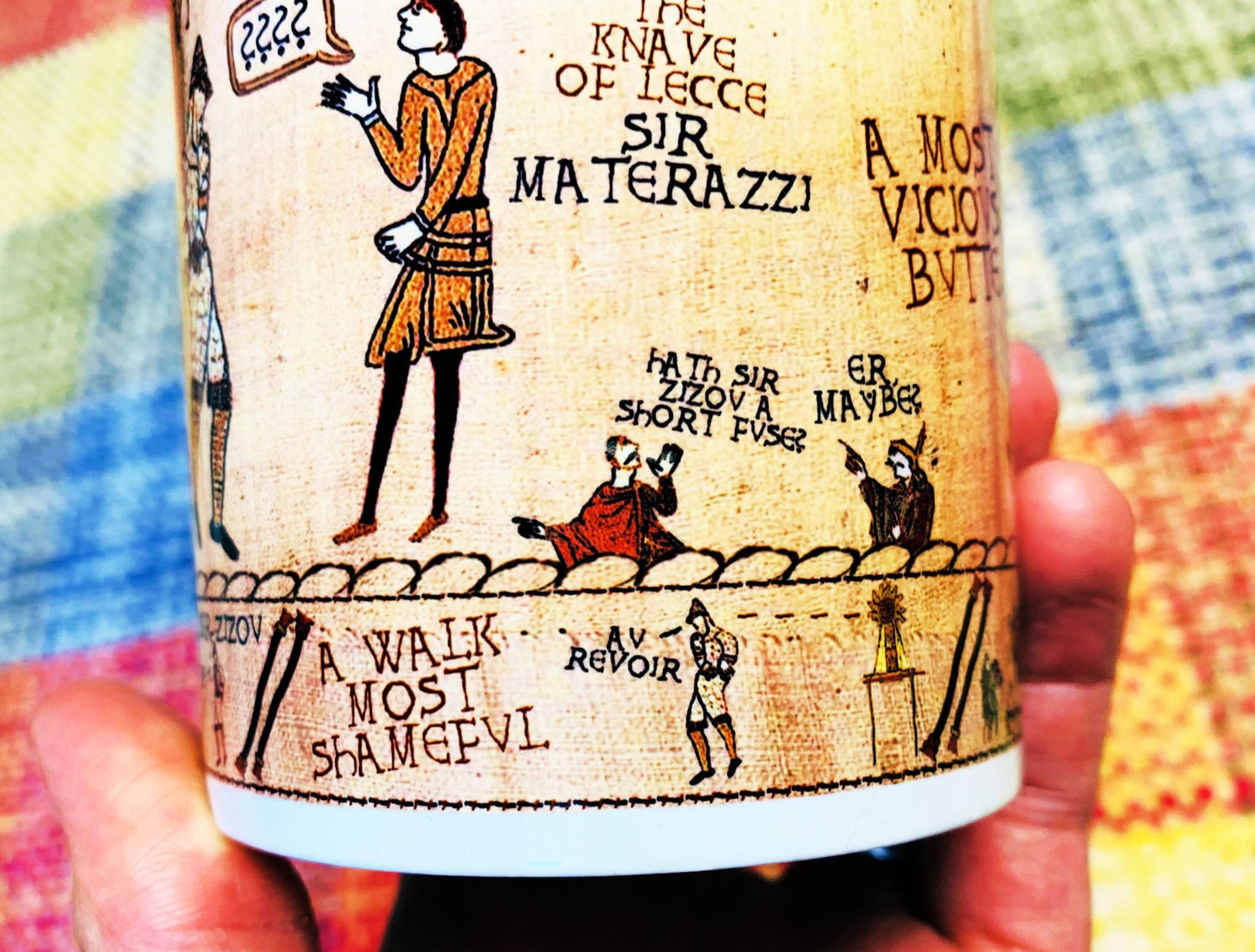 Zidane & Materazzi Bayeux Tapestry Mug By No Score Draws - 11oz Ceramic Mug Featuring An Historic Depiction of the 2006 World Cup Final