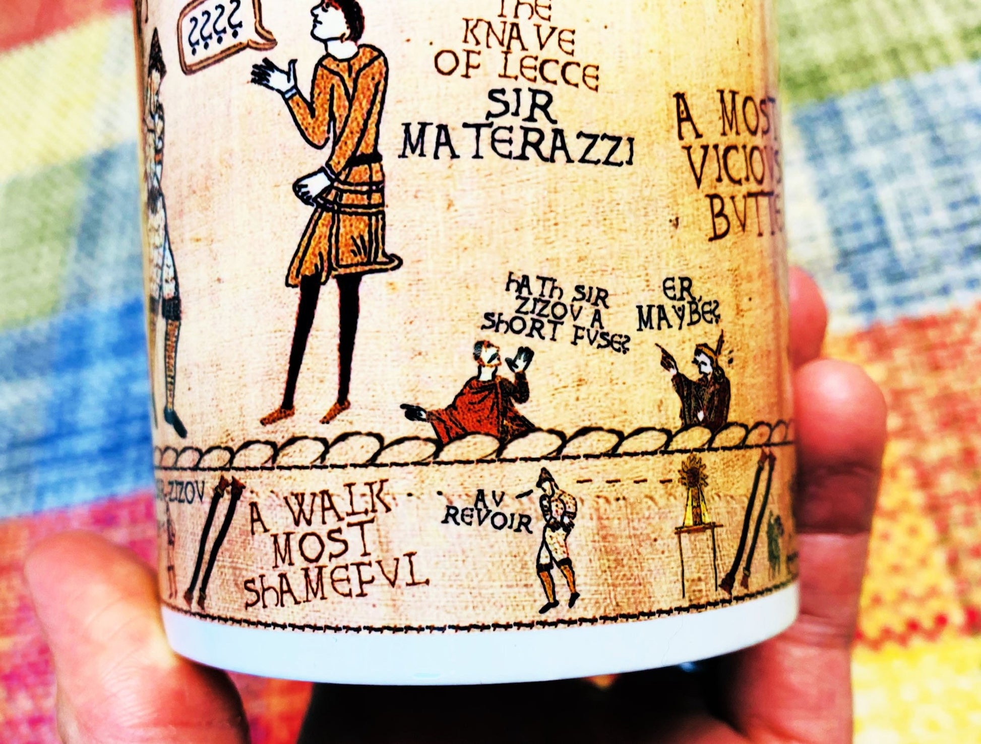 Zidane & Materazzi Bayeux Tapestry Mug By No Score Draws - 11oz Ceramic Mug Featuring An Historic Depiction of the 2006 World Cup Final