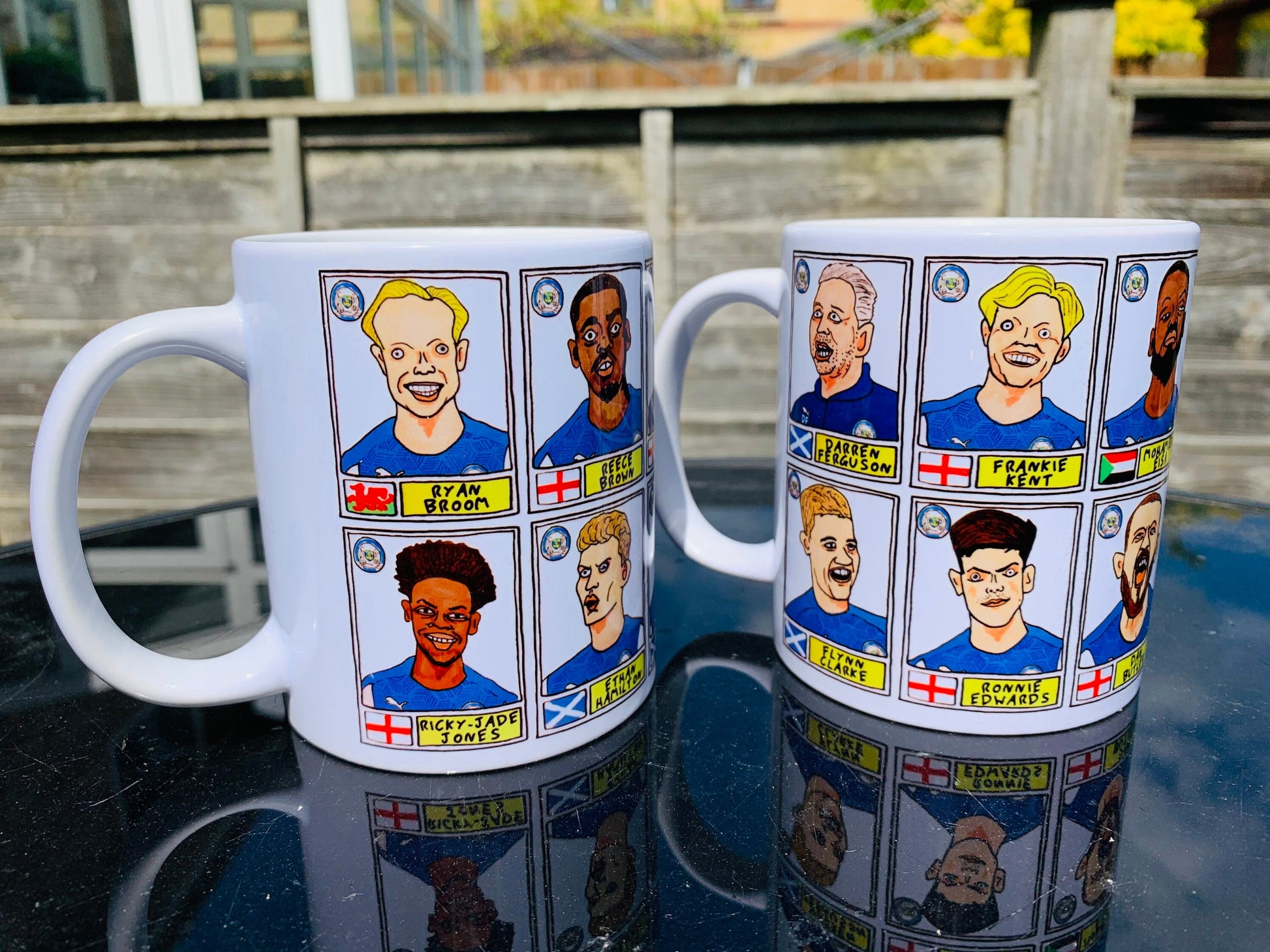 Peterborough Utd Vol 1 Mug Set - Set of TWO 11oz Ceramic Mugs with Wonky Panini-style No Score Draws Doodles of PUFC 20-21 promotion-winners