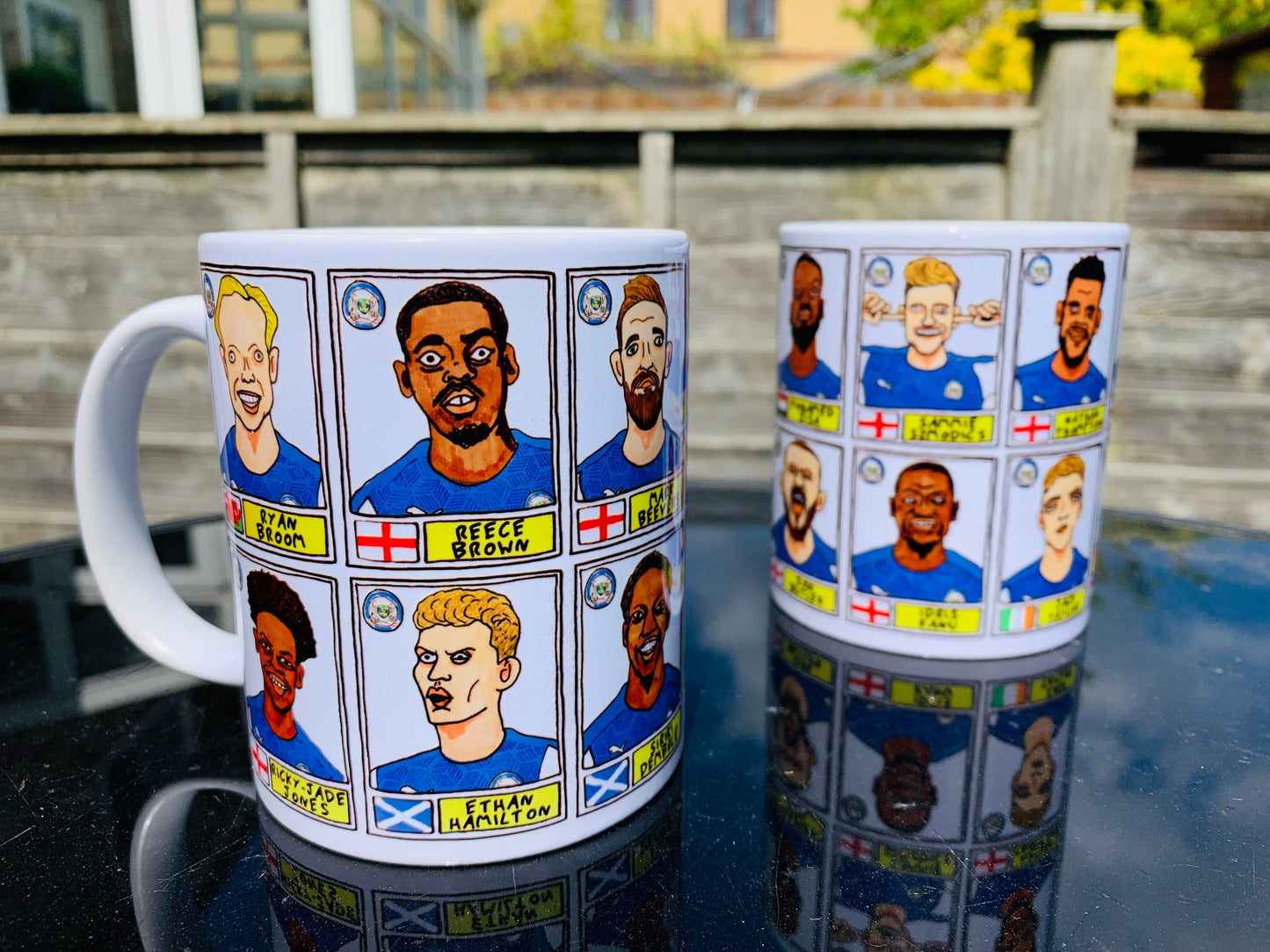 Peterborough Utd Vol 1 Mug Set - Set of TWO 11oz Ceramic Mugs with Wonky Panini-style No Score Draws Doodles of PUFC 20-21 promotion-winners