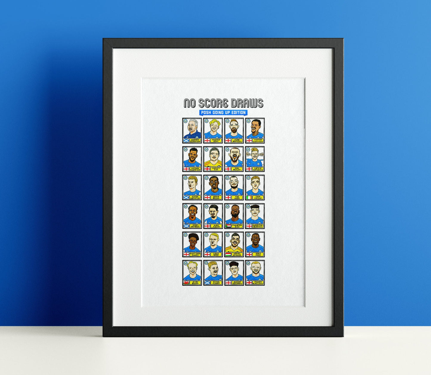 Peterborough Utd Volume 1 - No Score Draws Posh Going Up Edition - A3 print of 24 wonky hand-doodled pics of PUFC's 20-21 promotion-winners