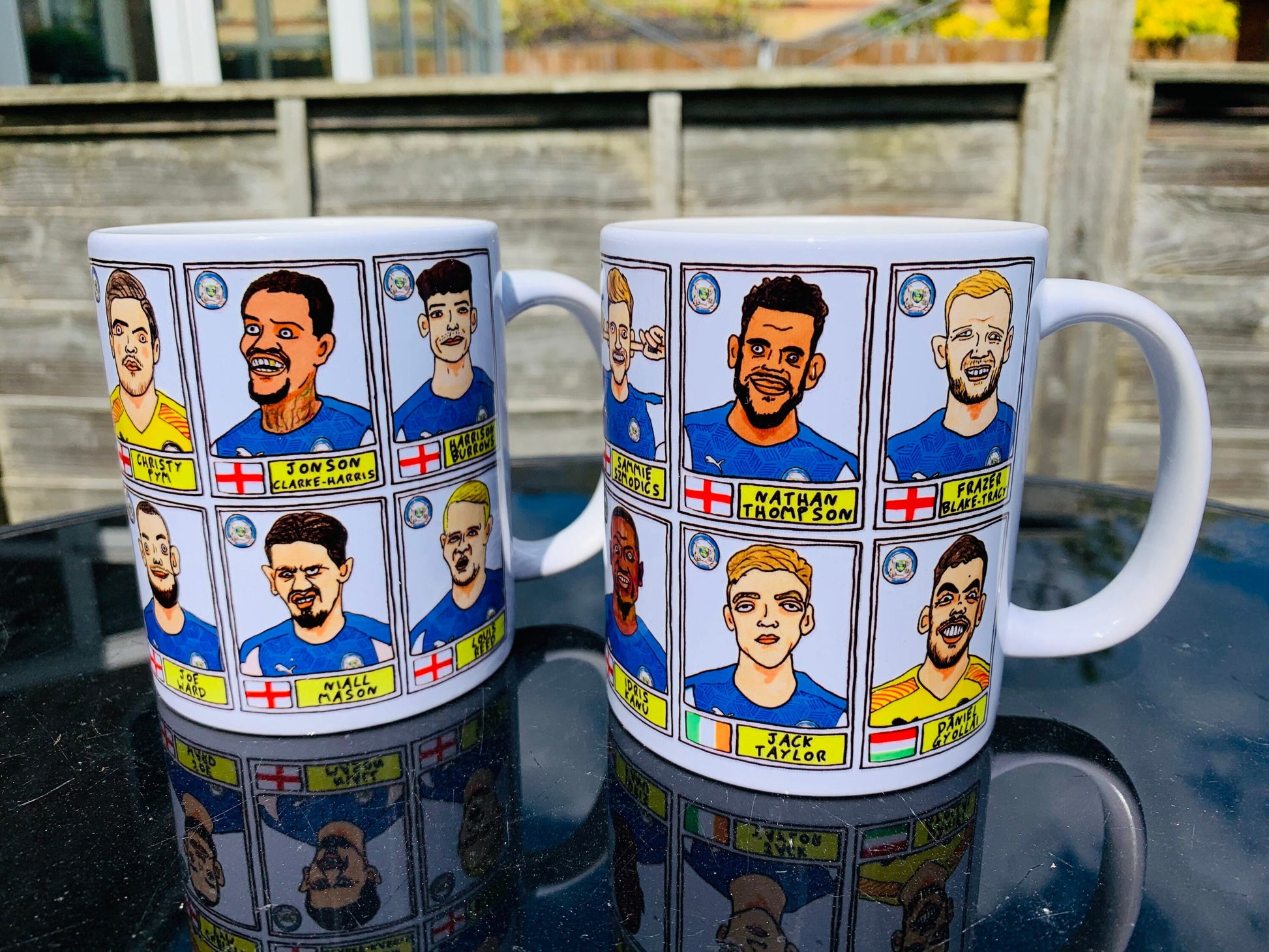 Peterborough Utd Vol 1 Mug Set - Set of TWO 11oz Ceramic Mugs with Wonky Panini-style No Score Draws Doodles of PUFC 20-21 promotion-winners