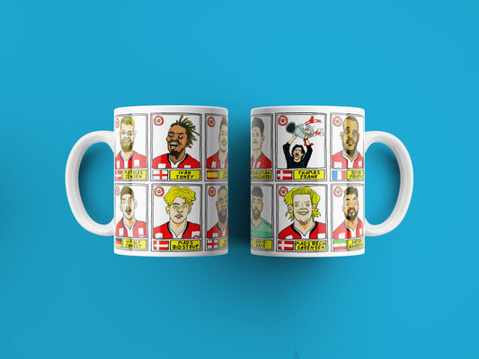 Brentford Vol 2 No Score Draws Mug Set - Set of TWO 11oz Ceramic Mugs with Wonky Panini-style No Score Draws Doodles Of BFCs playoff-winners