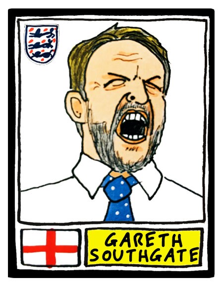 England Vol 2 - No Score Draws It's Coming Home Edition - A3 print of 27 Panini-style wonky doodles of the Three Lions' Euro 2020 heroes