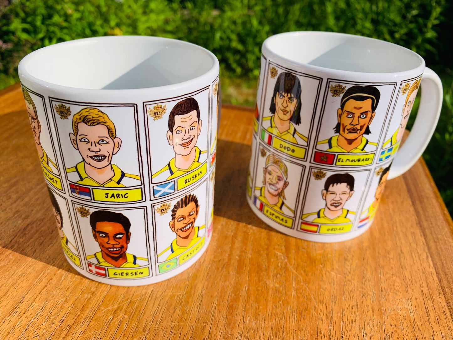PES United Master League No Score Draws Mug Set - Set of TWO 11oz Ceramic Mugs with Wonky Panini-style No Score Draws Pro Evo Doodles
