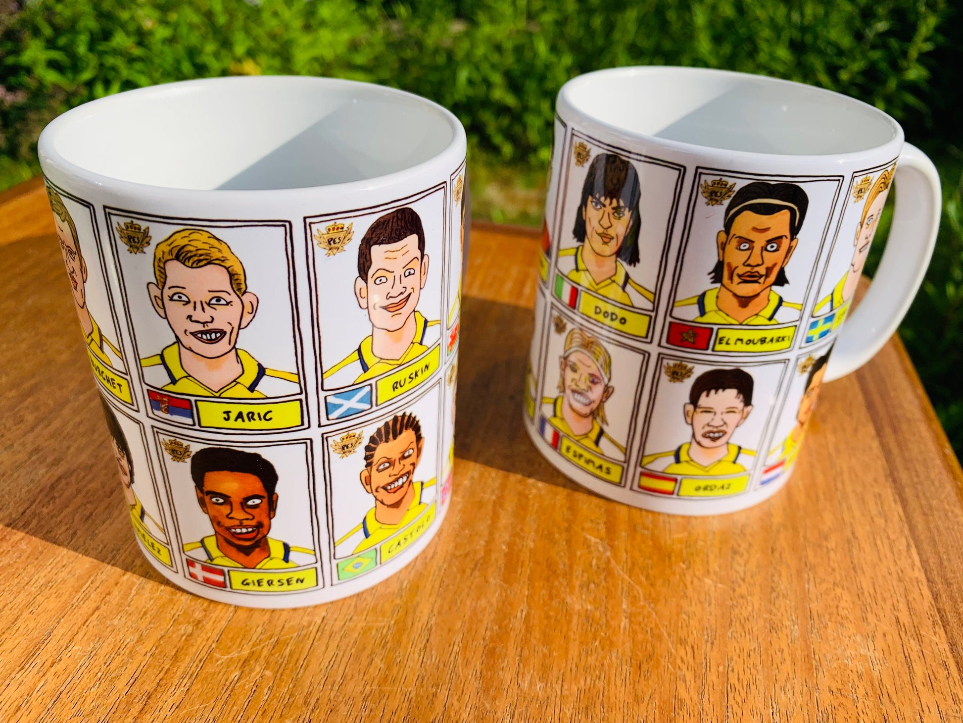 PES United Master League No Score Draws Mug Set - Set of TWO 11oz Ceramic Mugs with Wonky Panini-style No Score Draws Pro Evo Doodles