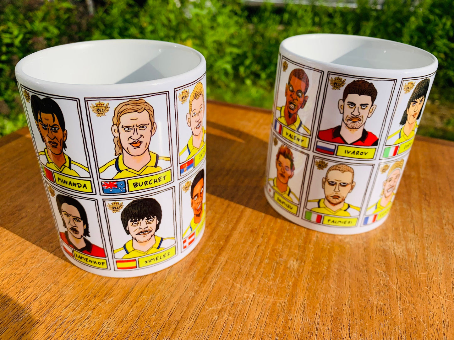 PES United Master League No Score Draws Mug Set - Set of TWO 11oz Ceramic Mugs with Wonky Panini-style No Score Draws Pro Evo Doodles