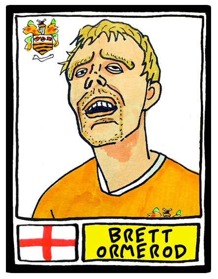 Blackpool - No Score Draws Tangerines Edition - A3 print of 36 hand-drawn Panini-sticker-style BFC Tangerines icons - Wonky football art