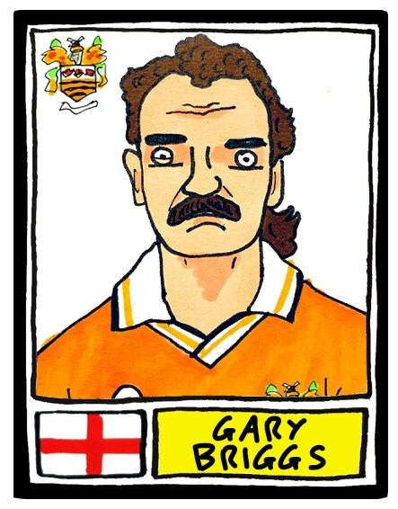 Blackpool - No Score Draws Tangerines Edition - A3 print of 36 hand-drawn Panini-sticker-style BFC Tangerines icons - Wonky football art