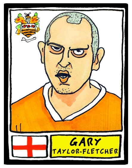 Blackpool - No Score Draws Tangerines Edition - A3 print of 36 hand-drawn Panini-sticker-style BFC Tangerines icons - Wonky football art