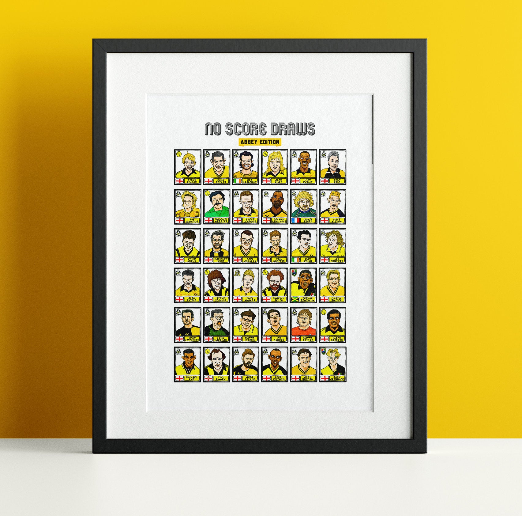 Cambridge United - No Score Draws Abbey Edition - A3 print of 36 hand-drawn Panini-style CUFC icons - Wonky cheapskate football art