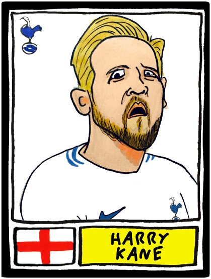 Spurs Volume 2 - No Score Draws Poch Edition - A3 print of 24 hand-drawn Panini-style football sticker legends - Poch era THFC football art