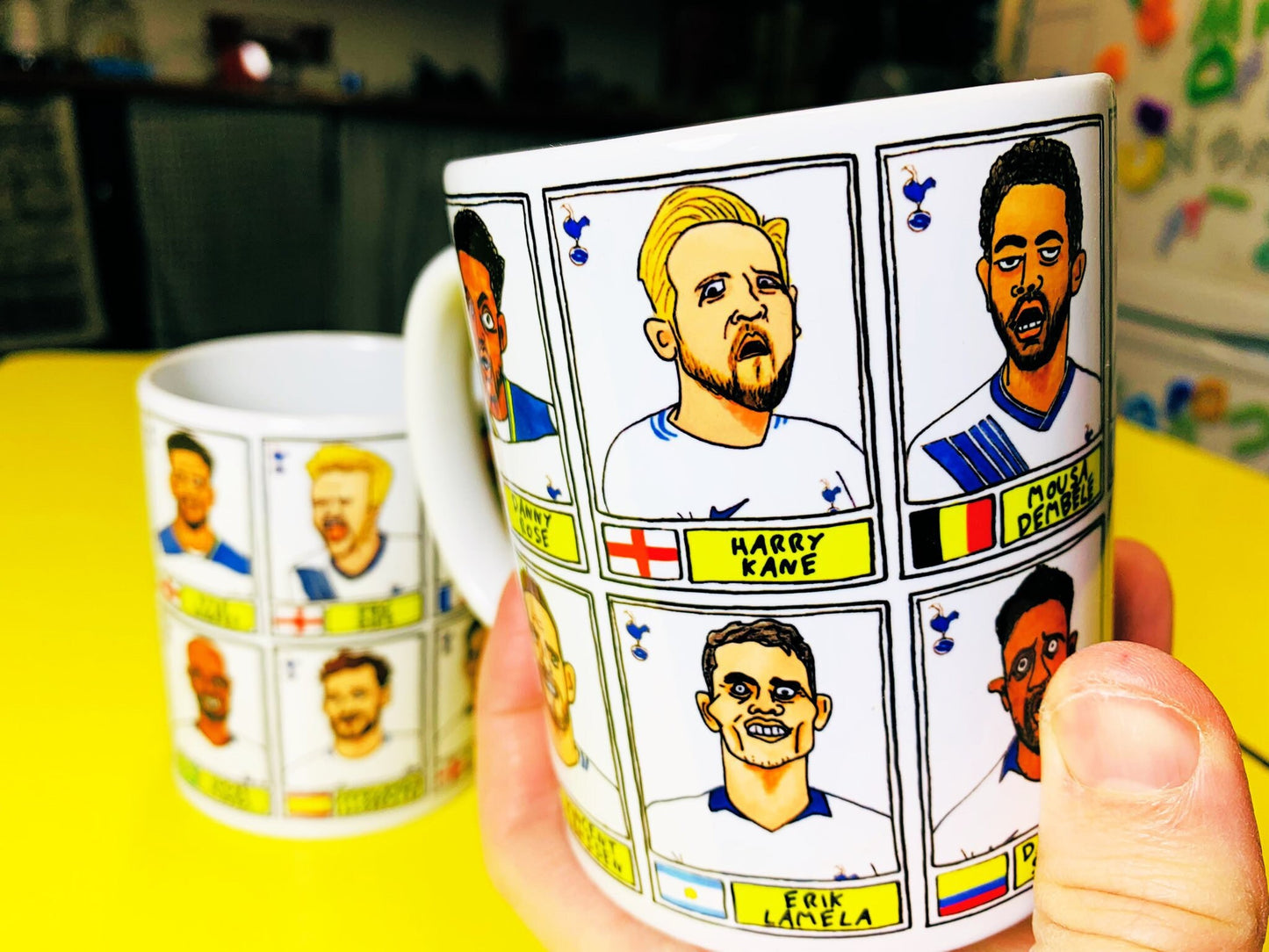 Spurs Volume 2 No Score Draws Mug Set - Set of TWO 11oz Ceramic Mugs with Wonky Panini sticker-style THFC Poch Era No Score Draws Doodles