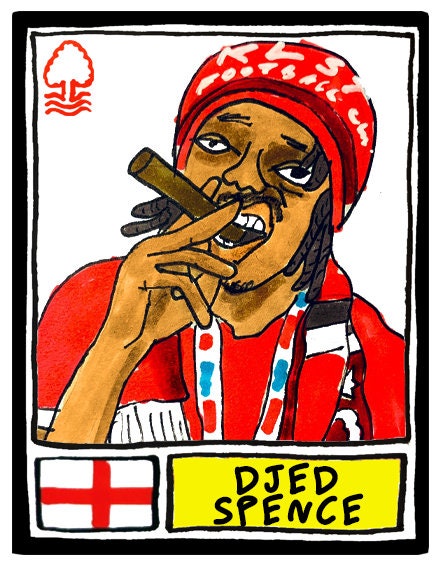 Nottingham Forest Vol 3 - No Score Draw Reds Going Up Edition - A3 print of 24 hand-drawn Panini-style doodles of NFFCs 2022 playoff-winners