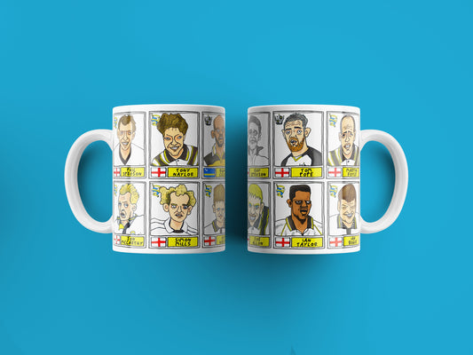 Port Vale No Score Draws Mug Set - Set of TWO 11oz Ceramic Mugs with Wonky Panini-style Doodles of 24 Port Vale Icons, Legends & Cult Heroes