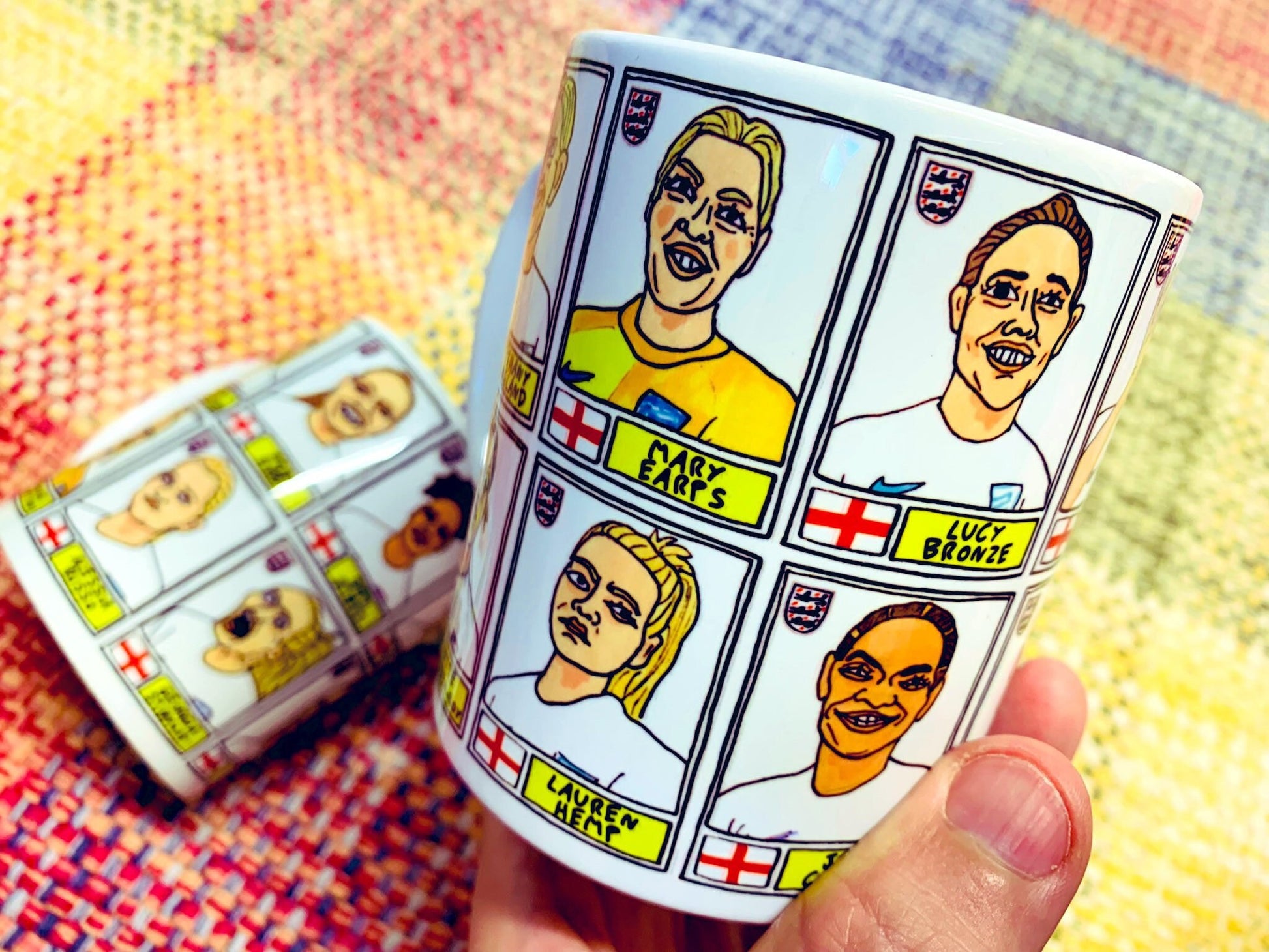 Lionesses Vol 1 England Women's No Score Draws Mug Set - Set of TWO 11oz Ceramic Mugs with Wonky Panini-doodles of England's Euro 2022 Squad