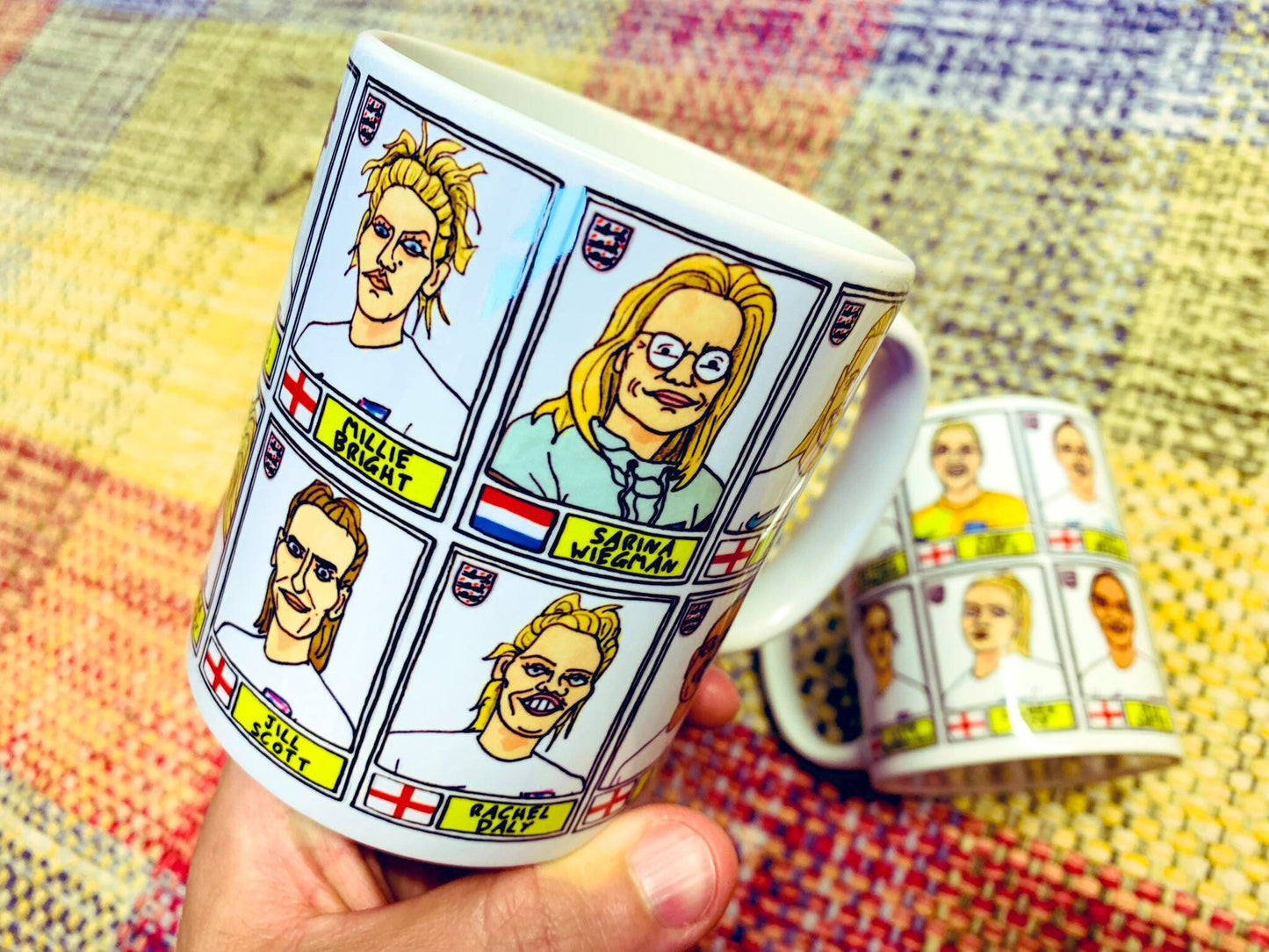 Lionesses Vol 1 England Women's No Score Draws Mug Set - Set of TWO 11oz Ceramic Mugs with Wonky Panini-doodles of England's Euro 2022 Squad