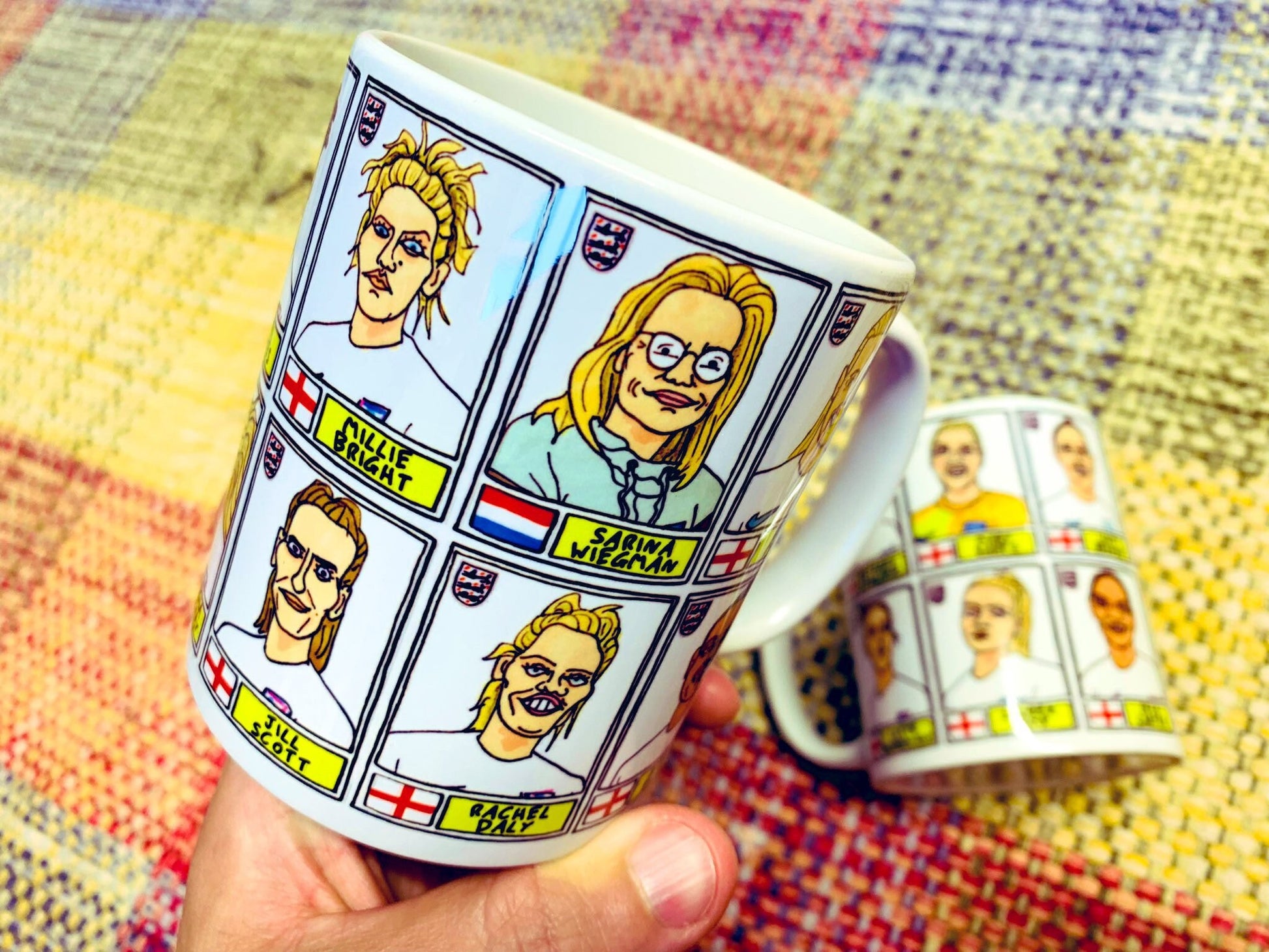 Lionesses Vol 1 England Women's No Score Draws Mug Set - Set of TWO 11oz Ceramic Mugs with Wonky Panini-doodles of England's Euro 2022 Squad