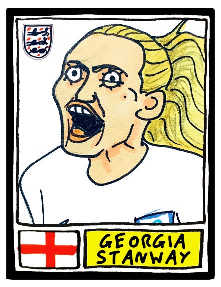 England Lionesses Vol 1 - No Score Draws Lionesses Edition -A3 print of 24 hand-drawn Panini-style doodles of England Women's Euro2022 Squad