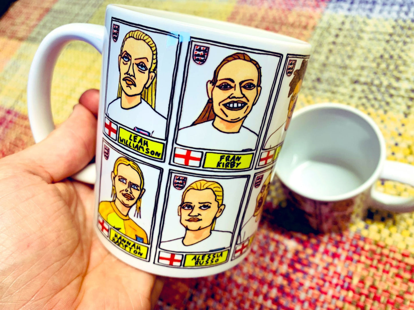 Lionesses Vol 1 England Women's No Score Draws Mug Set - Set of TWO 11oz Ceramic Mugs with Wonky Panini-doodles of England's Euro 2022 Squad