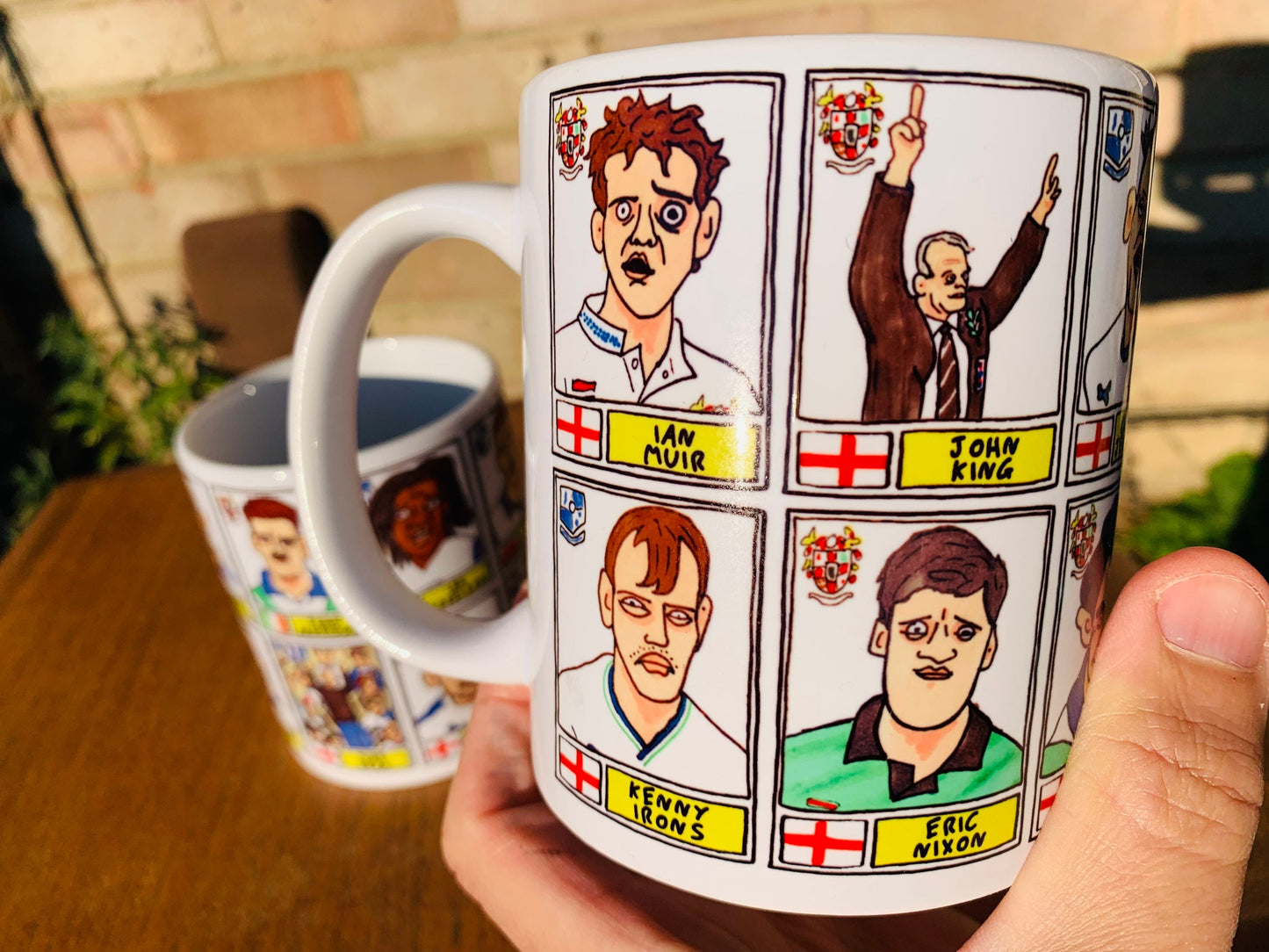 Tranmere Rovers No Score Draws Mug Set - Set of TWO 11oz Ceramic Mugs with Wonky Panini sticker-style doodles of Various TRFC Icons