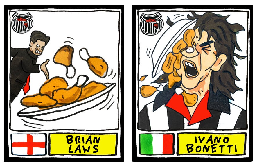 Grimsby Town - No Score Draws Mariners Edition - A3 print of 36 hand-drawn Wonky Panini-sticker-style GTFC Icons - Wonky Football Art