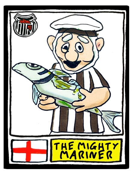 Grimsby Town - No Score Draws Mariners Edition - A3 print of 36 hand-drawn Wonky Panini-sticker-style GTFC Icons - Wonky Football Art